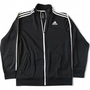 Adidas Climalite Black Track Jacket | Men’s Large | Full Zip - 3 Stripe